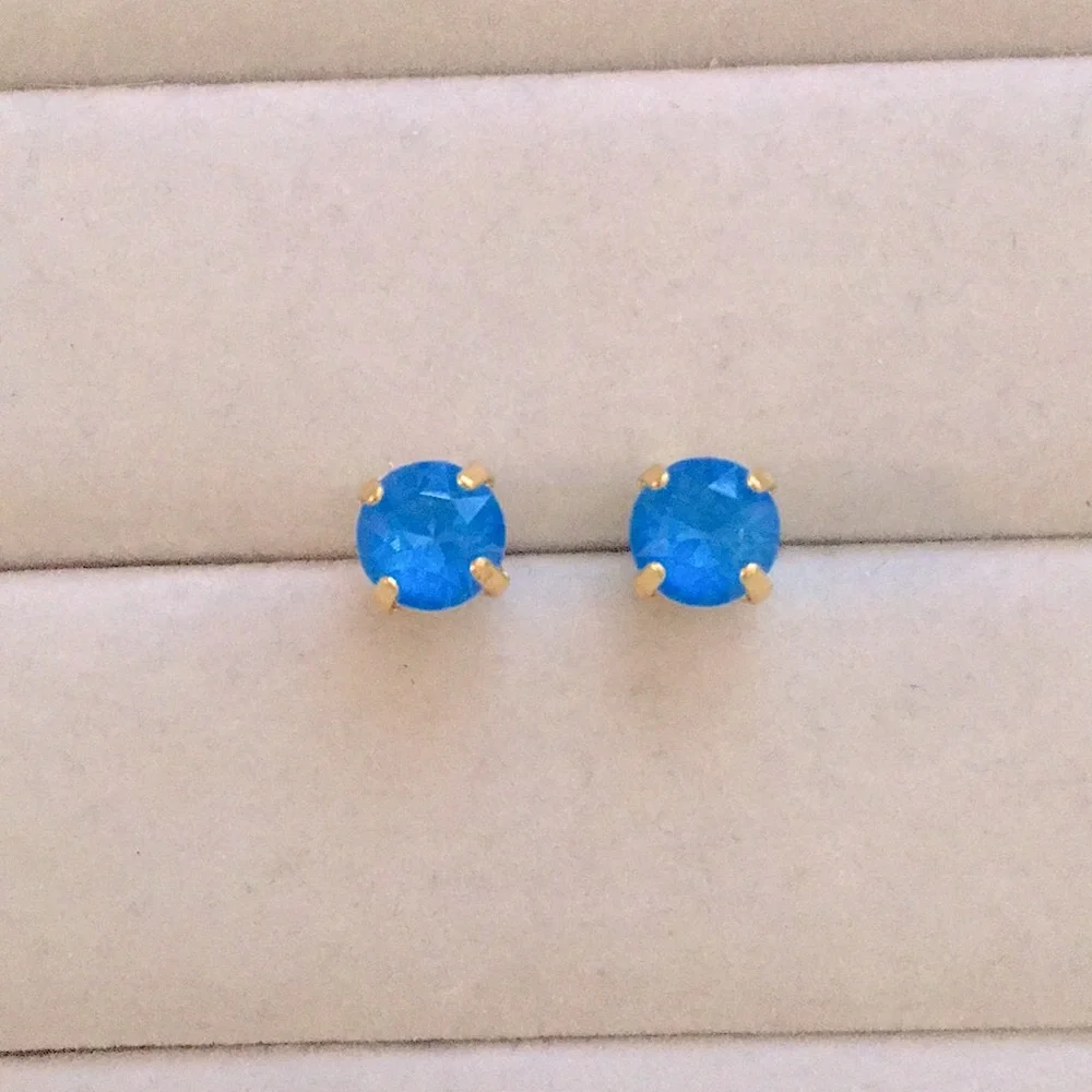 Laguna Blue + Gold Crystal Earrings